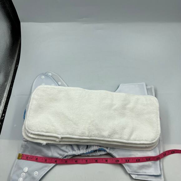 ALVABABY Cloth Diaper Reusable One Size Adjustable Blue & Gray With 4 Inserts - Picture 3 of 10